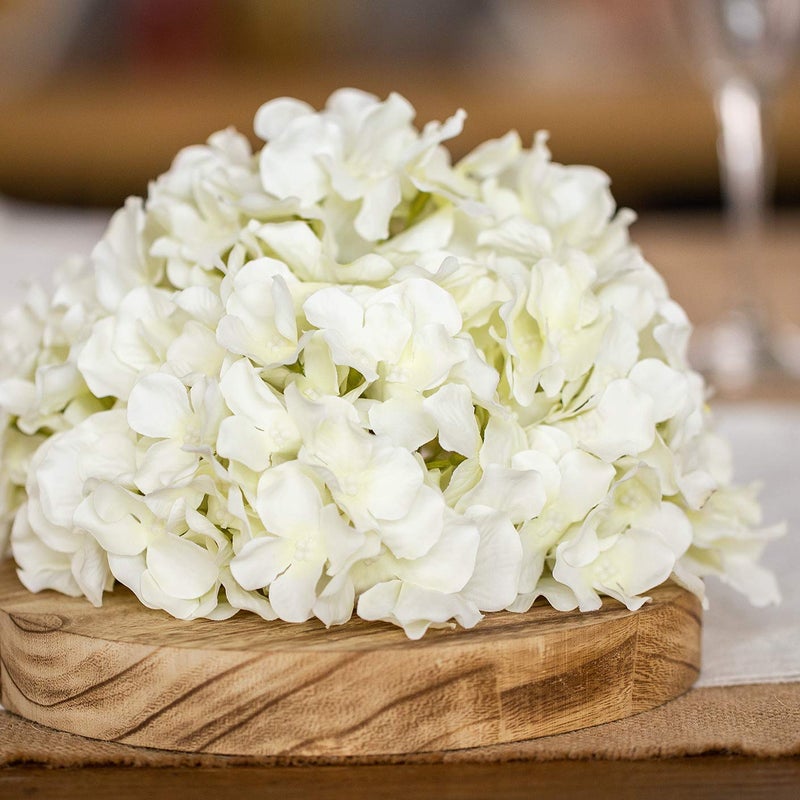 Exoment Silk Hydrangea Heads with Stems,Ivory White Artificial Flower Heads DIY Wedding Centerpiece Home Party Baby Shower Decor (10, Ivory White) - Image 3